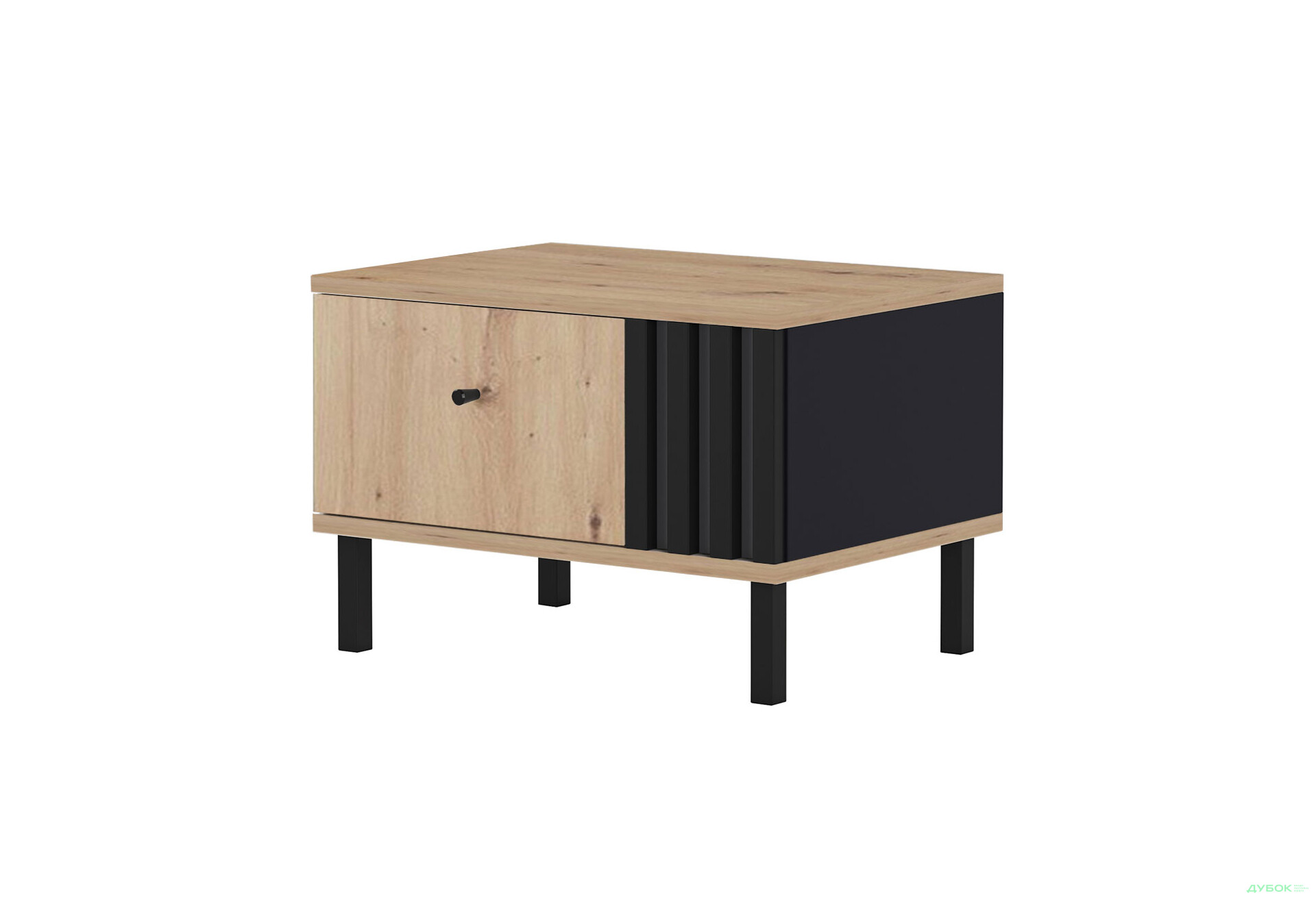 Изображение 1 - Тумба прикроватная Svit Mebliv Тэо с ящиком 50 см, декор справа, дуб артизан / антрацит