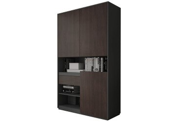 Пенал Moreli RS-1 с полками, дверцами и ящиком 124 см антрацит венге магия