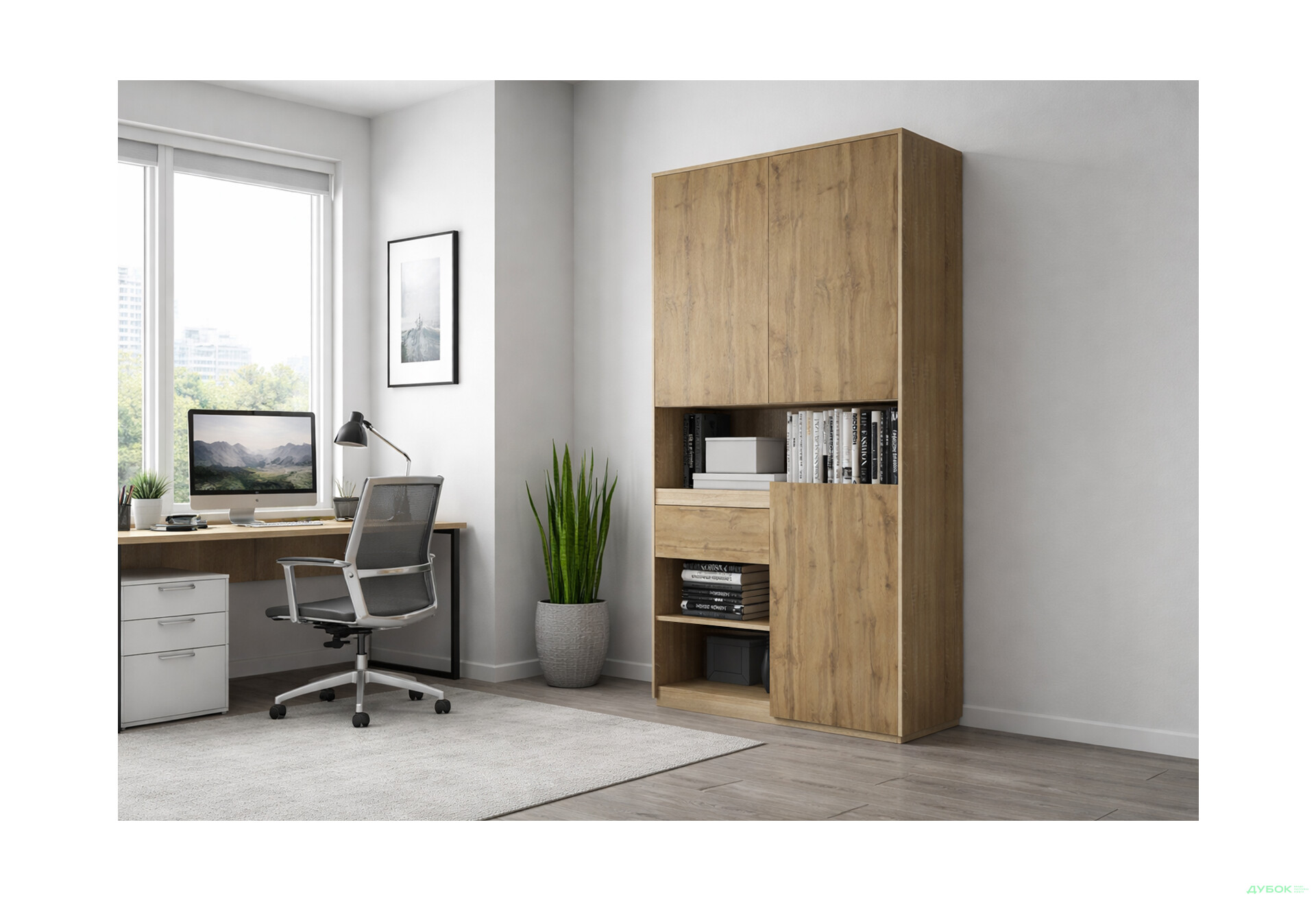 Изображение 2 - Пенал Moreli RS-1 с полками, дверцами и ящиком 124 см дуб сонома дуб аппалачи