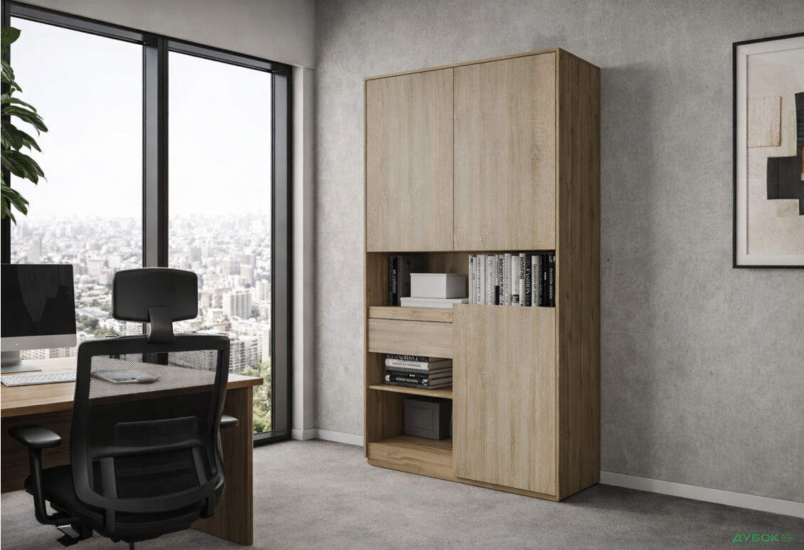 Изображение 2 - Пенал Moreli RS-1 с полками, дверцами и ящиком 124 см дуб аппалачи дуб сонома