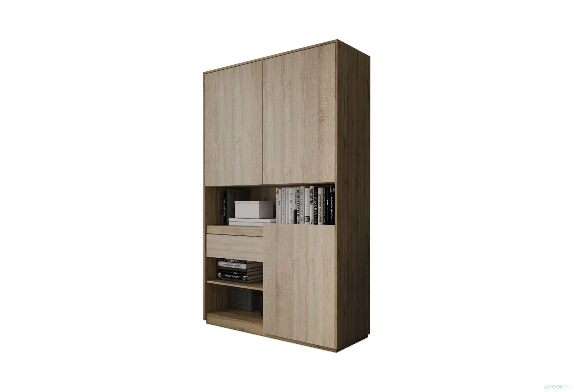 Изображение 1 - Пенал Moreli RS-1 с полками, дверцами и ящиком 124 см дуб аппалачи дуб сонома