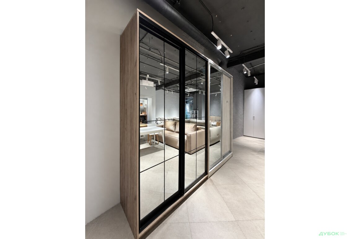 Зображення 2 - Шафа-купе Альто 2Д 150х60х240 фасад Ф-740 Дзеркало Lines 2шт, рельси LOFT BL 1500 Уцінка