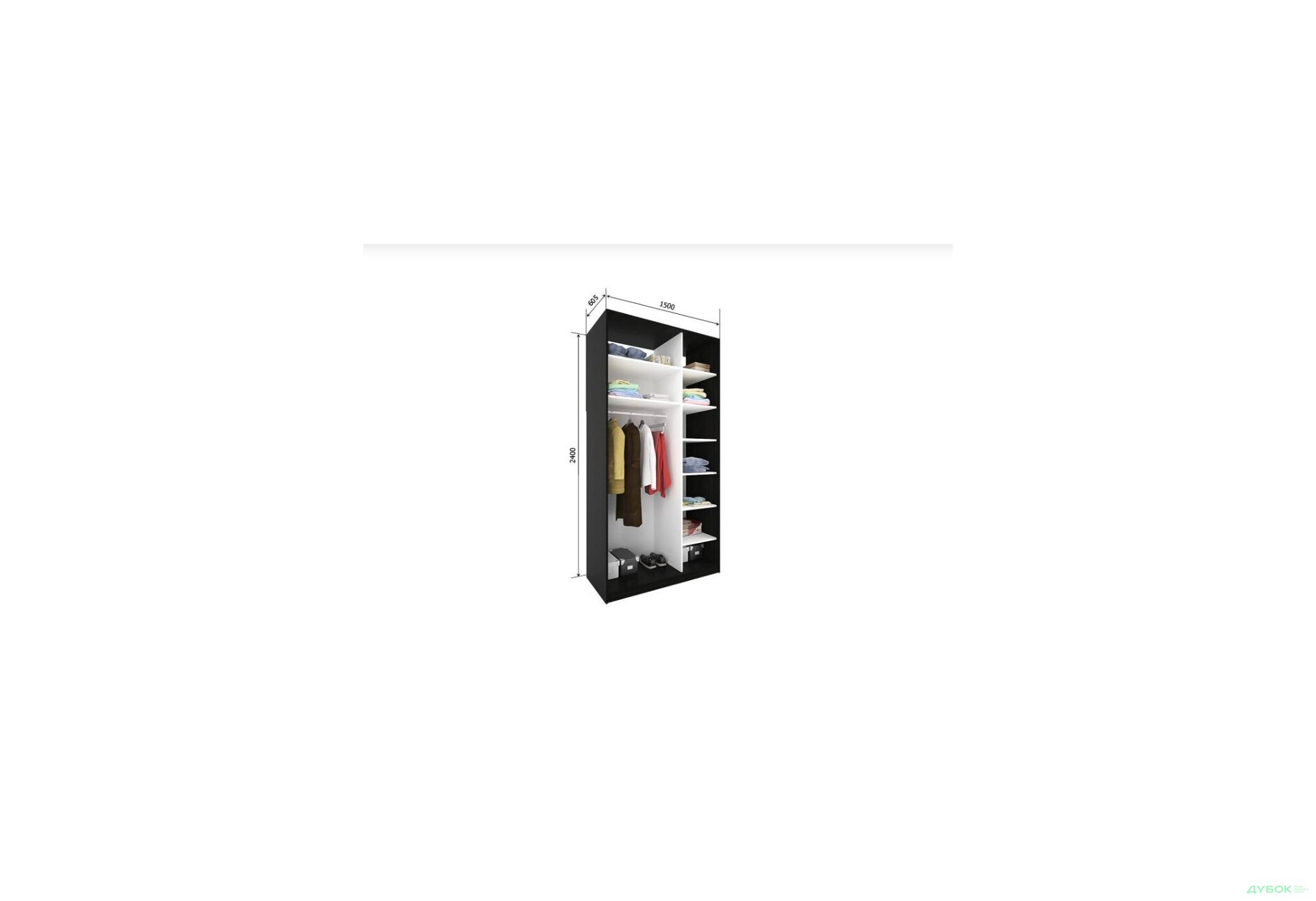 Зображення 1 - Шафа-купе Альто 2Д 150х60х240 фасад Ф-740 Дзеркало Lines 2шт, рельси LOFT BL 1500 Уцінка